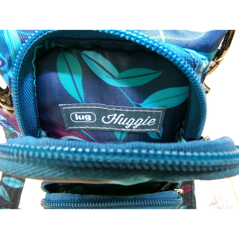Lug Huggie Water Bottle Crossbody Bag Peacock Design Insulated Blue Green - Picture 4 of 7